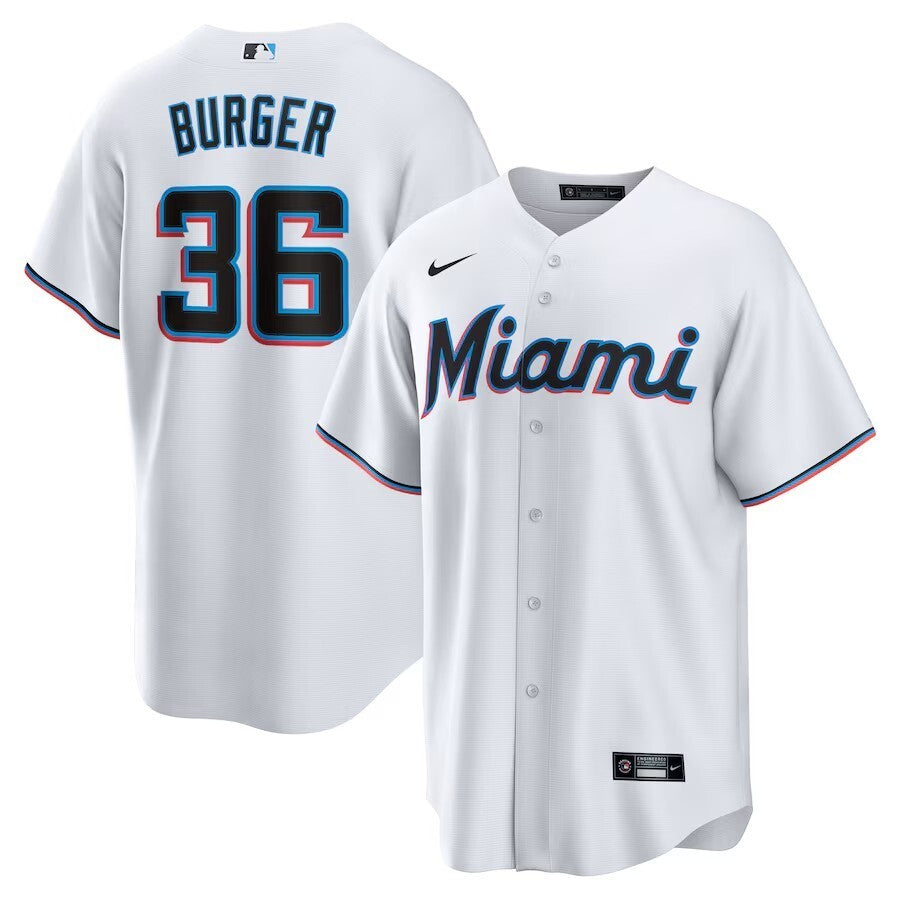 Miami Marlins #36 Jake Burger Home Replica Team Jersey - White