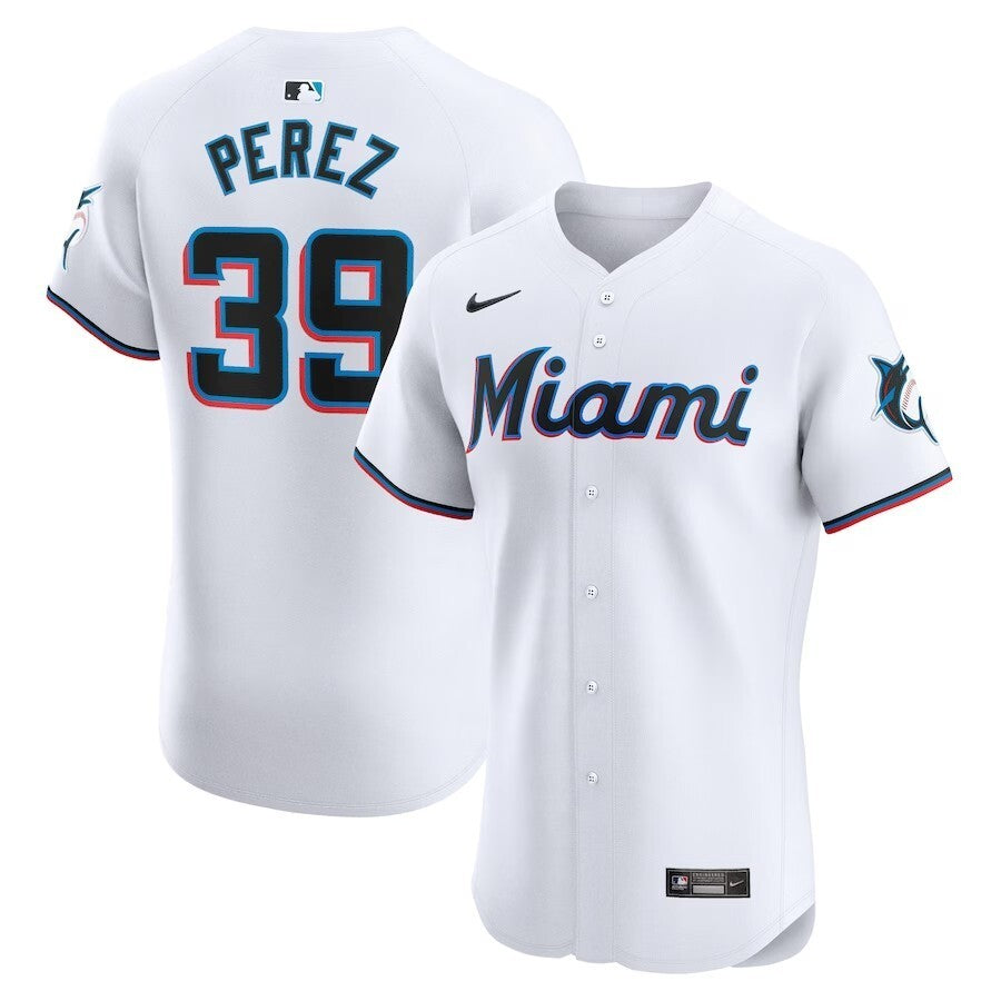 Miami Marlins #39 Eury Perez Home Elite Player Jersey - White