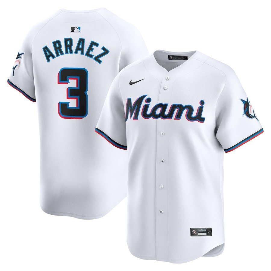 Miami Marlins #3 Luis Arraez Home Limited Player Jersey - White Style 1