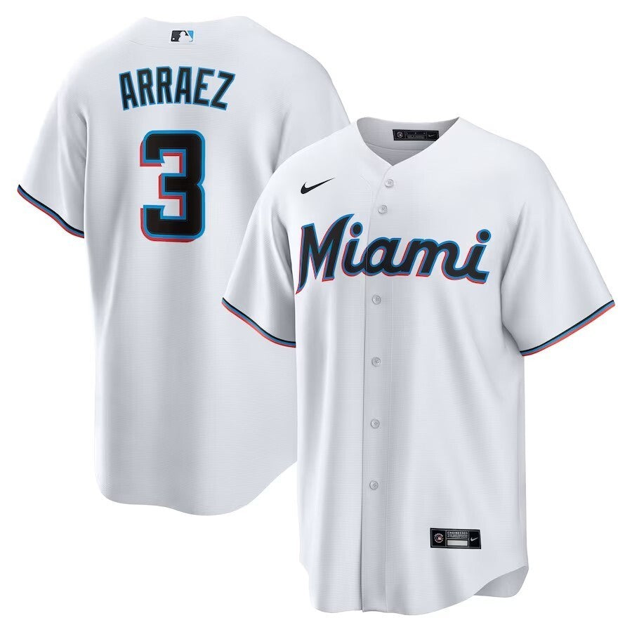 Miami Marlins #3 Luis Arraez Home Replica Player Jersey - White