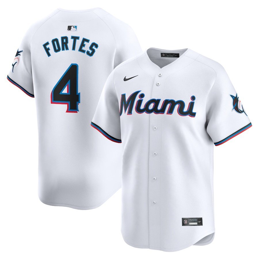 Miami Marlins #4 Nick Fortes Home Limited Player Jersey - White Style 2