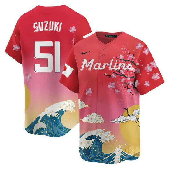 Miami Marlins #51 Ichiro Suzuki Pink Japanese Heritage Night 2025 Limited Baseball