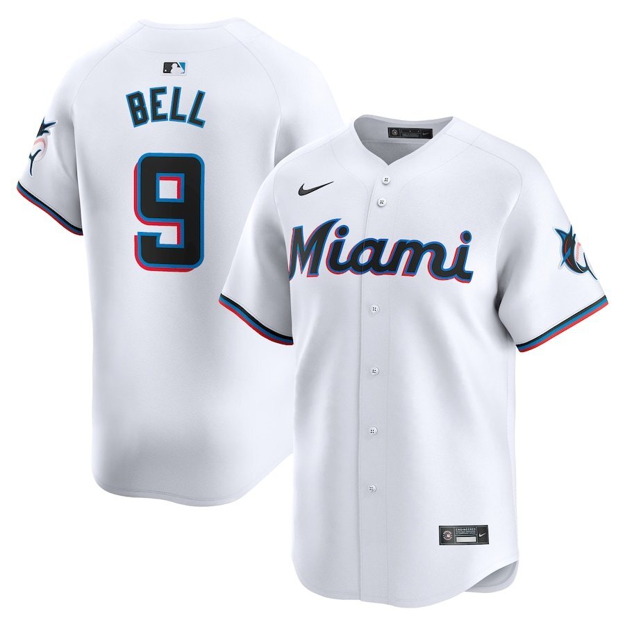 Miami Marlins #9 Josh Bell Home Limited Player Jersey - White Style 1