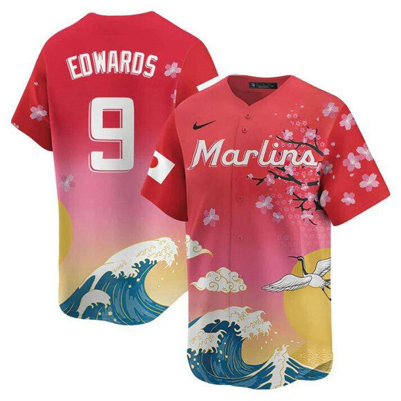 Miami Marlins #9 Xavier Edwards Pink Japanese Heritage Night 2025 Limited Baseball