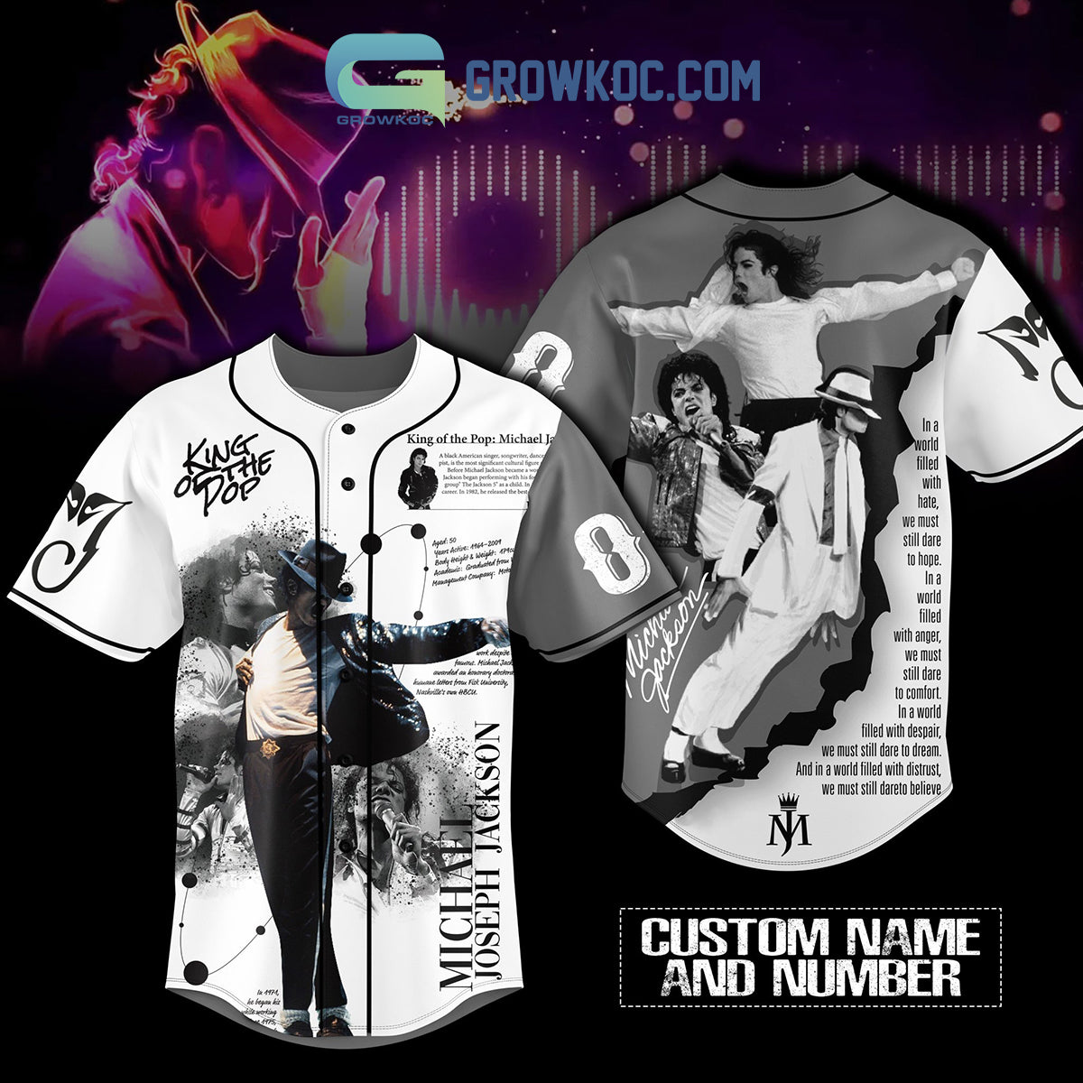 Michael Jackson King Of The Pop Legend Never Die Personalized Baseball Jersey