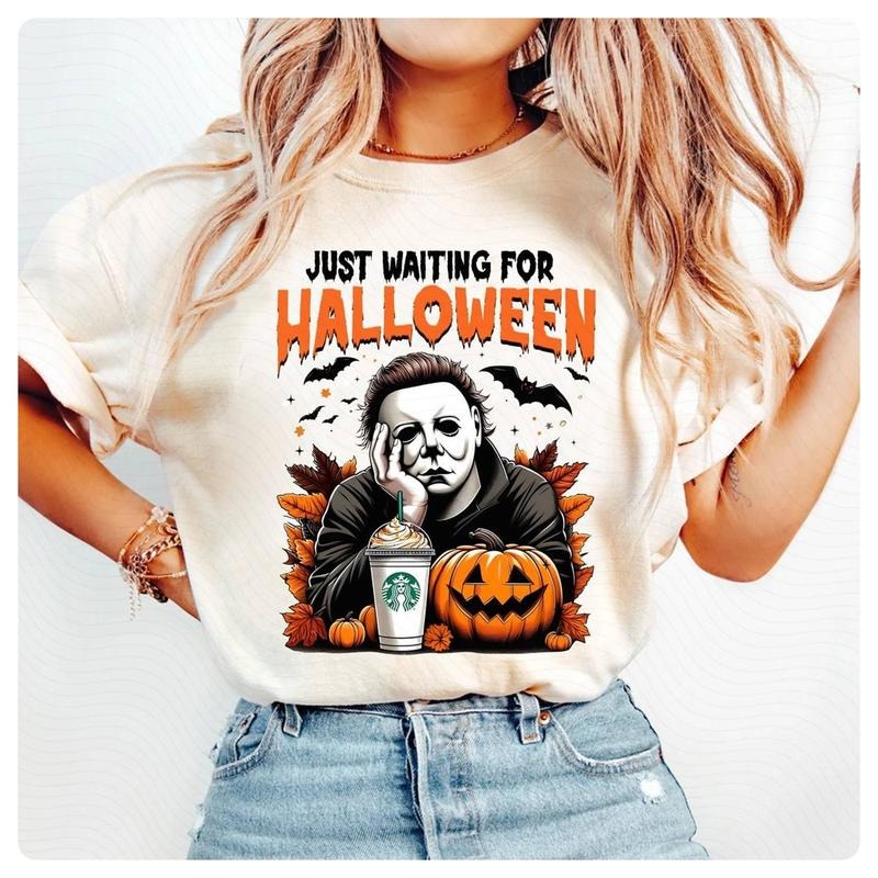 Michael Myers Just Waiting For Halloween Shirt Horror Halloween Shirt Funny Horror Character Shirt Horror Movie Shirt...