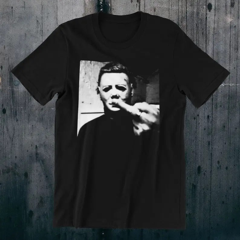 Michael Myers T-Shirt | Halloween Middle Finger Tee | Goth Punk Horror Top | Gothic Metal Shirt | Gildan Unisex Horror |...