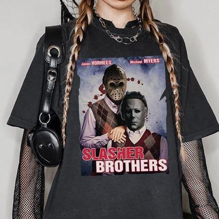 Michael Myers and Jason Vorhees Step Brothers Shirt Horror Halloween Shirt Halloween Movie Shirt Hoodie, Sweatshirt