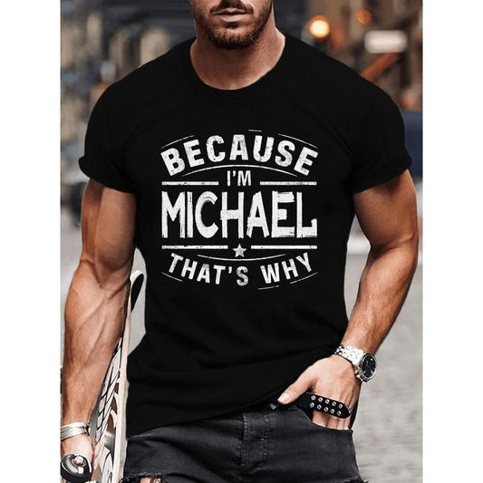 Michael prints men's creative summer tops, casual short-sleeved round-neck T-shirts, and men's versatile and comfortable...
