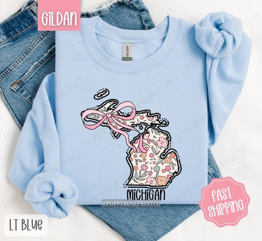 Michigan Floral Sweatshirt, Cute Michigan Sweatshirt, Michigan State Sweatshirt T-Shirts, Hoodie | WearSparks.com