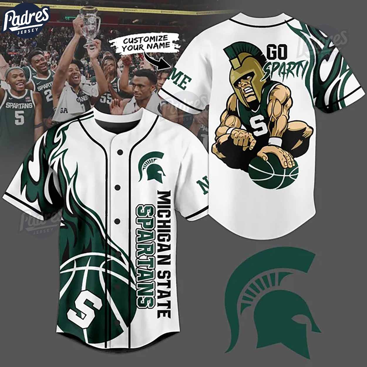 Michigan State Spartans Basketball Team Custom NCAA Baseball Jersey - Padres Jersey Oasis: Elevate Your... (Image 1)