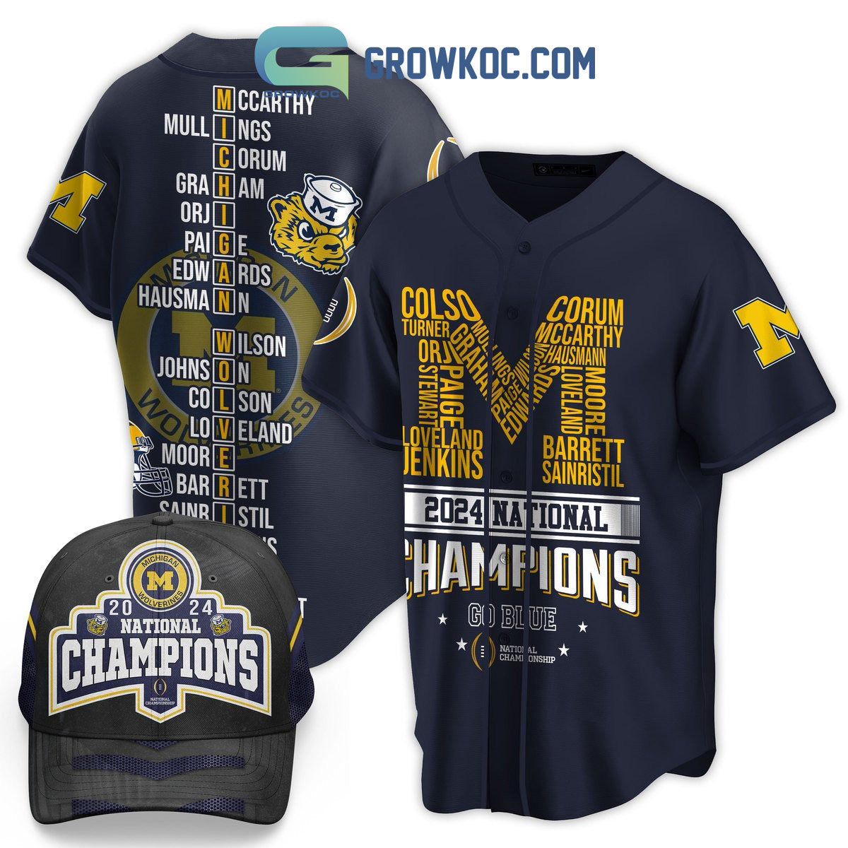 Michigan Wolverines National Champions 2024 Go Blue Baseball Jersey