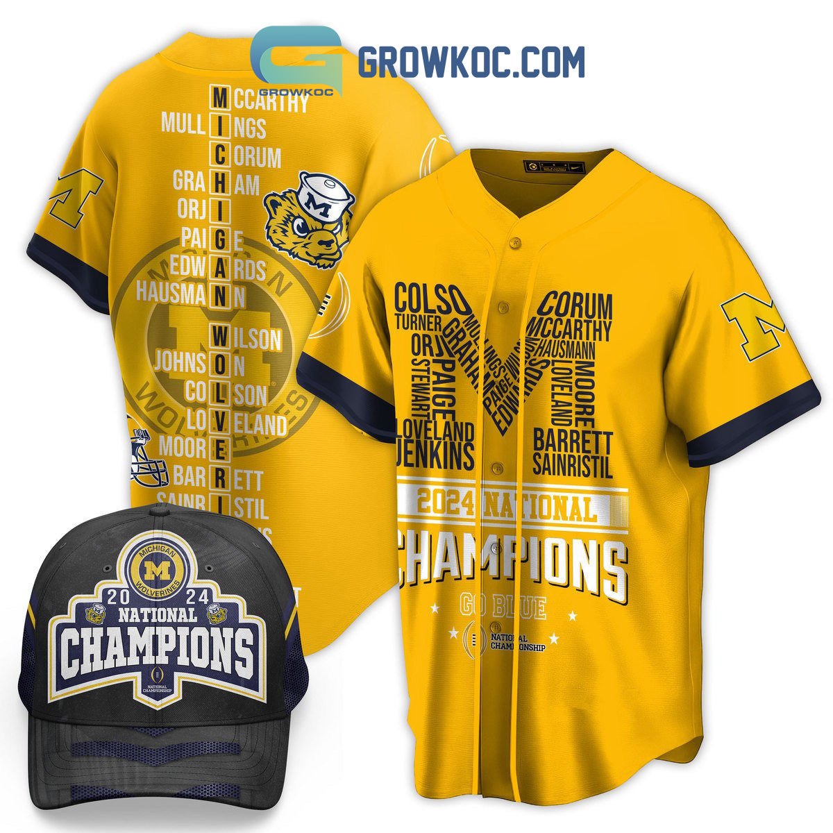 Michigan Wolverines National Champions 2024 Go Blue Baseball Jersey