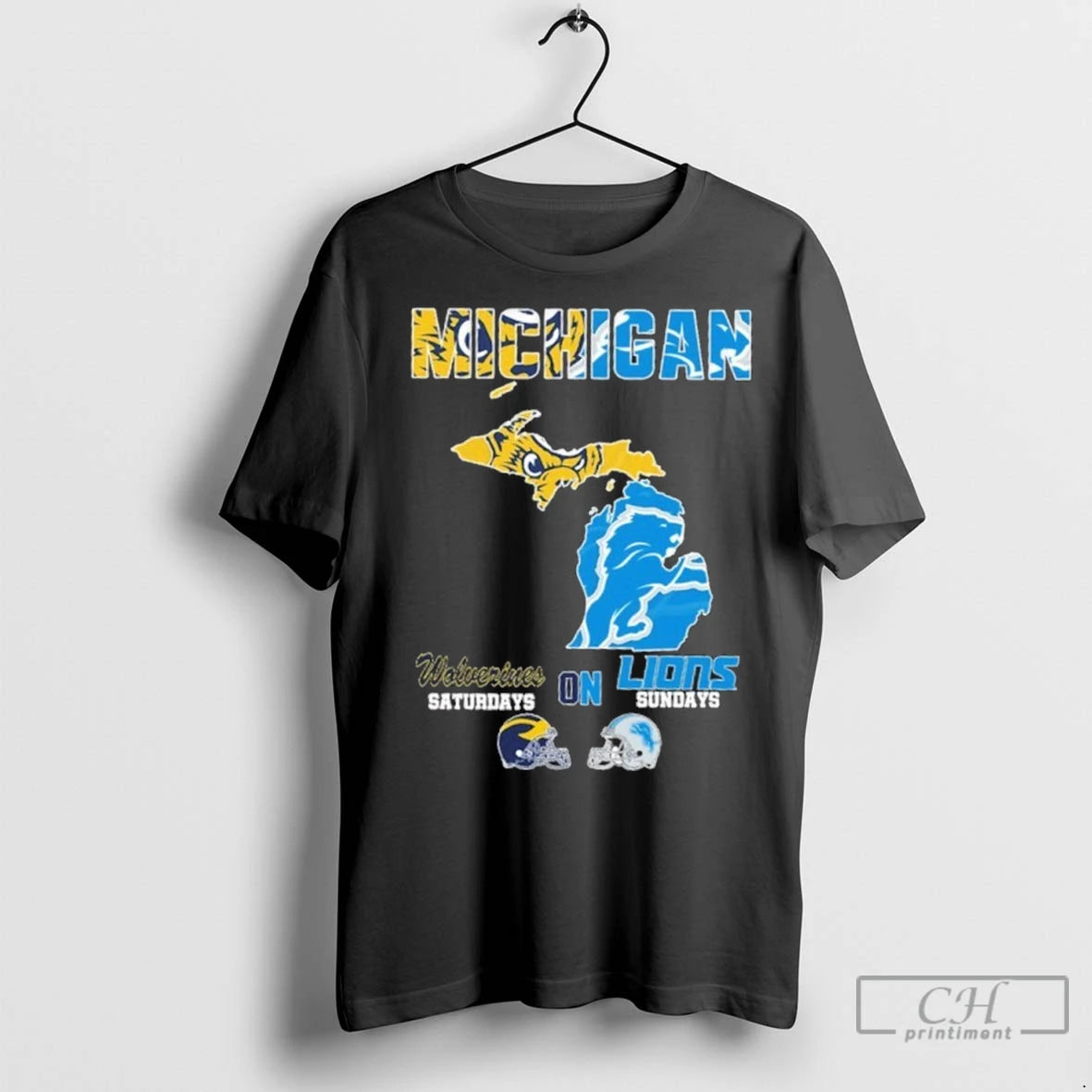 Michigan Wolverines Saturdays On Lions Sundays Map T Shirts