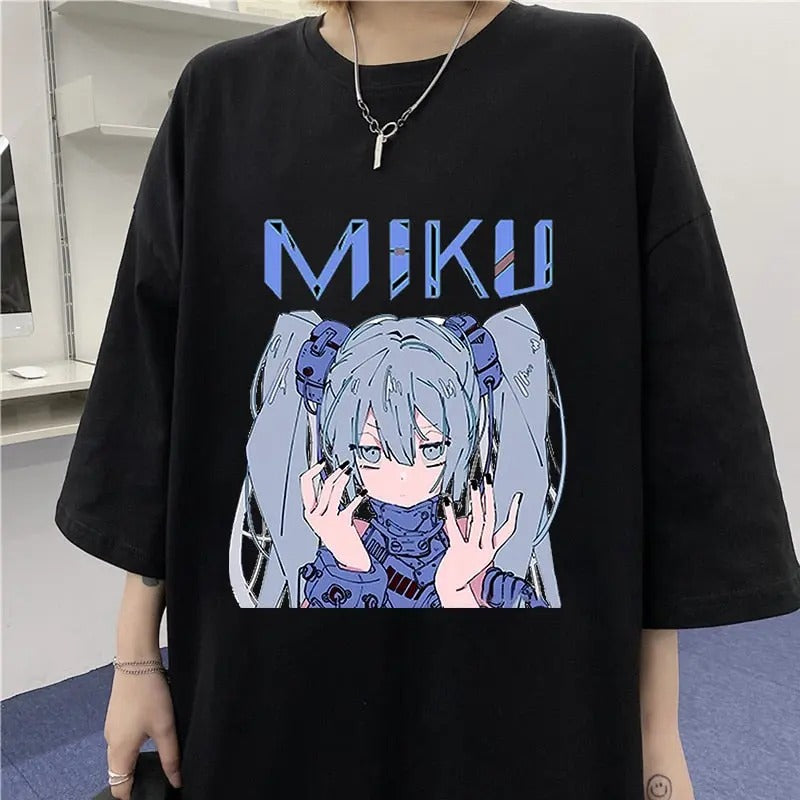 Miku Monochrome Melody - Oversized Gothic Tees Hoodie, Sweatshirt | WearSparks.com
