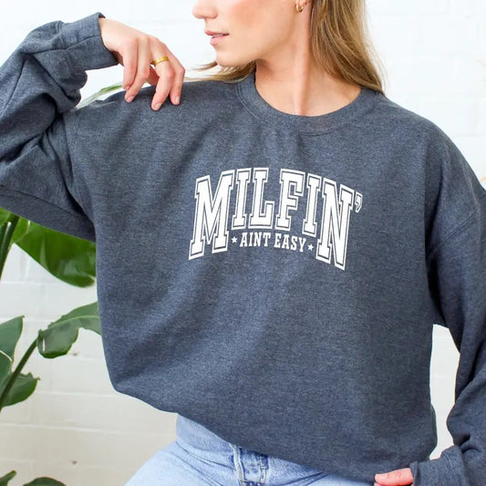 Milfin' Ain't Easy Sweatshirt Mama Sweatshirt Sarcasm Mama Sweatshirt Pregnancy Reveal Hoodie Mama To Be Sweatshirt Gift...