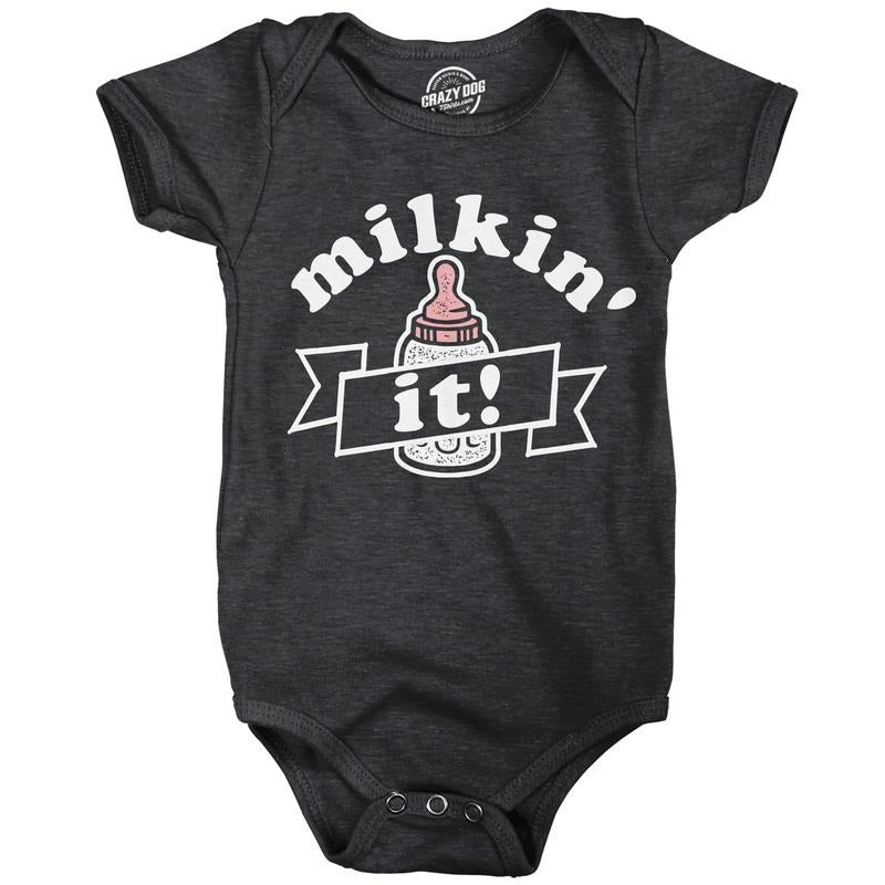 Milkin It Baby Bodysuit Funny Sarcastic Breast Feeding Graphic Novelty Jumper For Infants Funny Baby Onesies Funny...