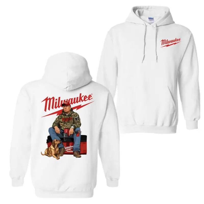 Milwaukee Workwear Hoodie Sweatshirt T-Shirt, Bold Milwaukee Logo with Iconic Worker and Dog Graphic, Perfect for...