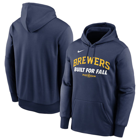 Milwaukee Brewers Navy Postseason Collection Therma Fleece Hoodie