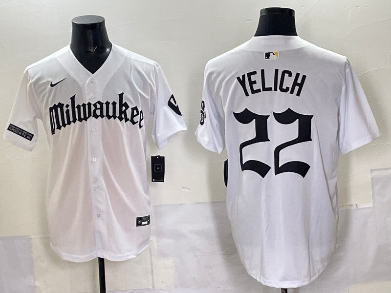Milwaukee Brewers #22 Christian Yelich Brewers 5 Collaboration Style 1