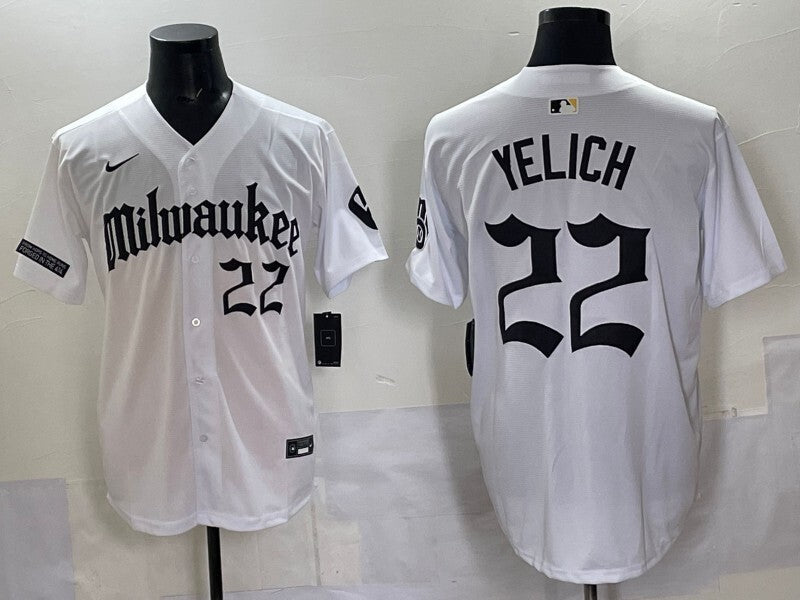 Milwaukee Brewers #22 Christian Yelich Brewers 5 Collaboration Style 2