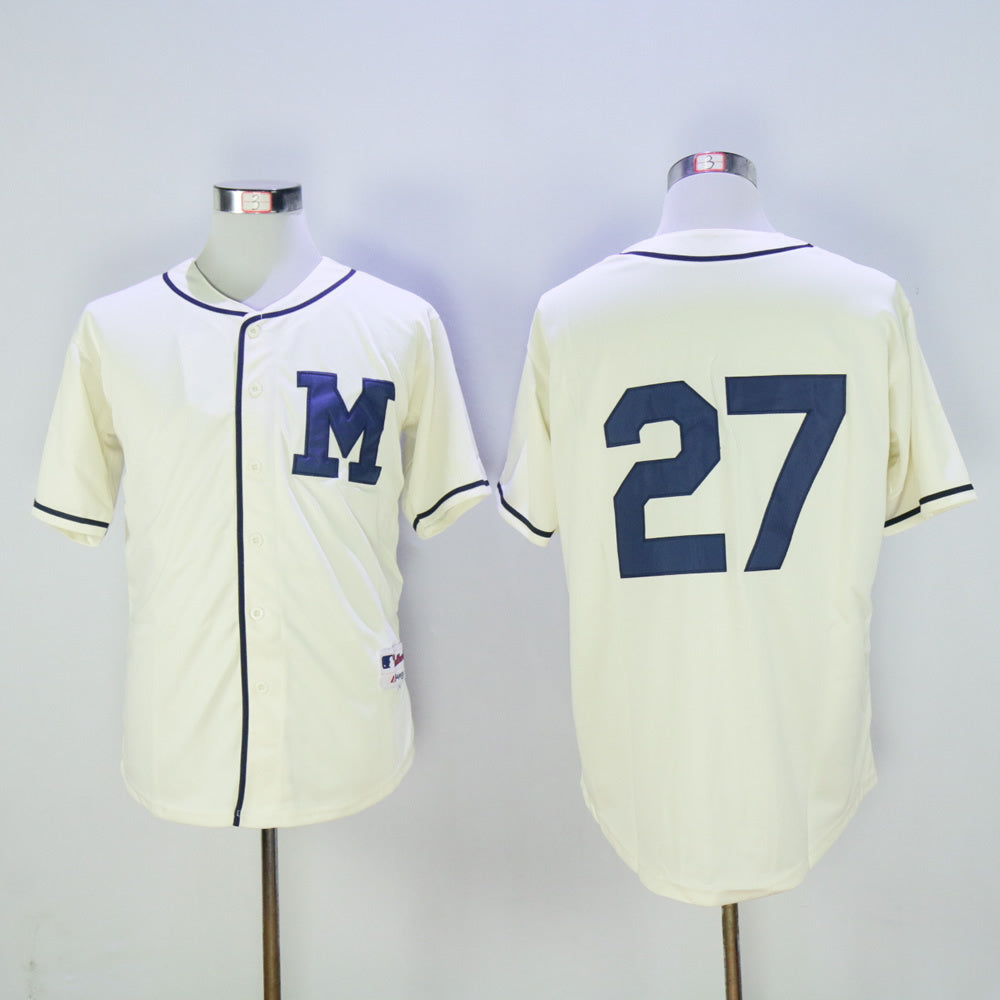 Milwaukee Brewers #27 Brewers 27 Off-White 1913 Retro