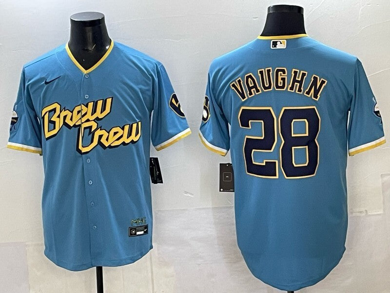 Milwaukee Brewers #28 Andrew Vaughn Brewers City Adult