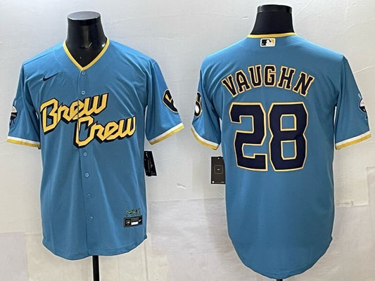 Milwaukee Brewers #28 Andrew Vaughn Brewers City Adult