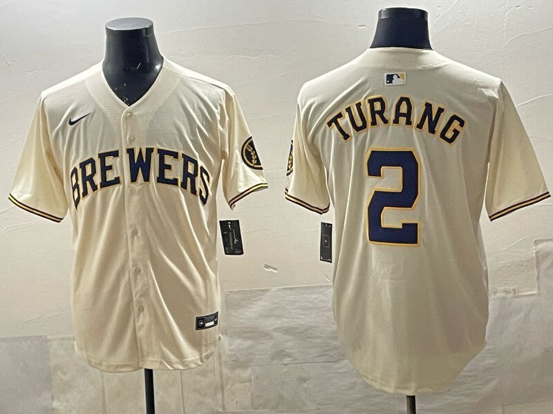 Milwaukee Brewers #2 Brice Turang Brewers Adult Style 4