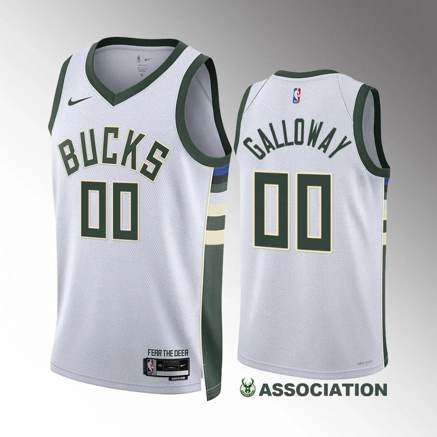 Milwaukee Bucks #00 Jaylin Galloway White Association Edition Men Jersey Style 2