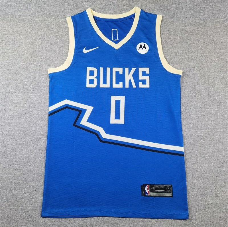 Milwaukee Bucks #0 Damian Lillard Bucks 0 Blue City Edition s-xxl Style 2