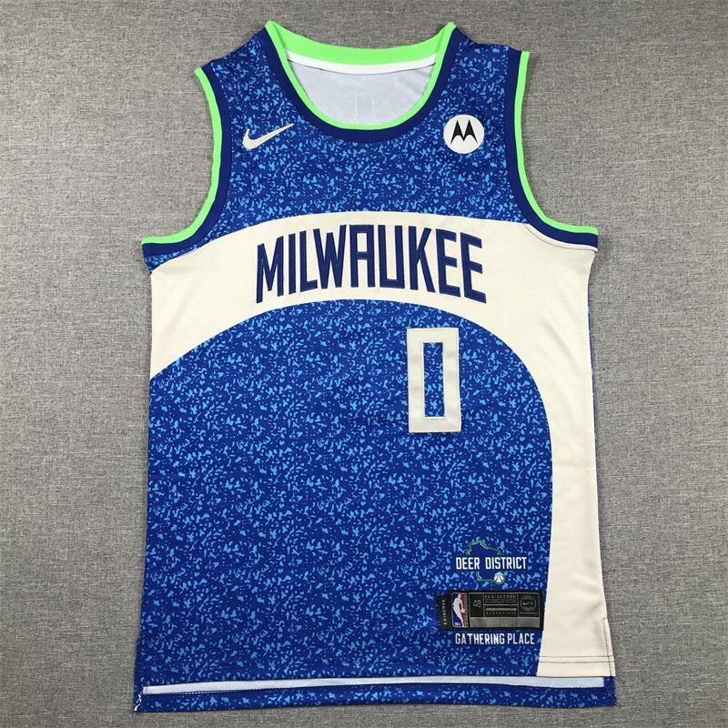 Milwaukee Bucks #0 Damian Lillard Bucks 0 Blue City s-xxl Style 2