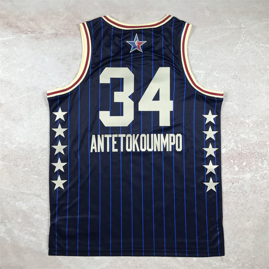 Milwaukee Bucks #34 Giannis Antetokounmpo 2024 NBA All-Star Swingman Jersey Hot Press 24 All-Star Blue Hot Press S-XXL