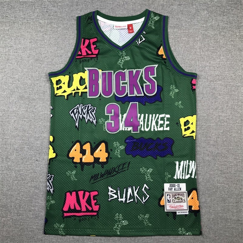 Milwaukee Bucks #34 Ray Allen Bucks 34 Green s-xxl Style 2