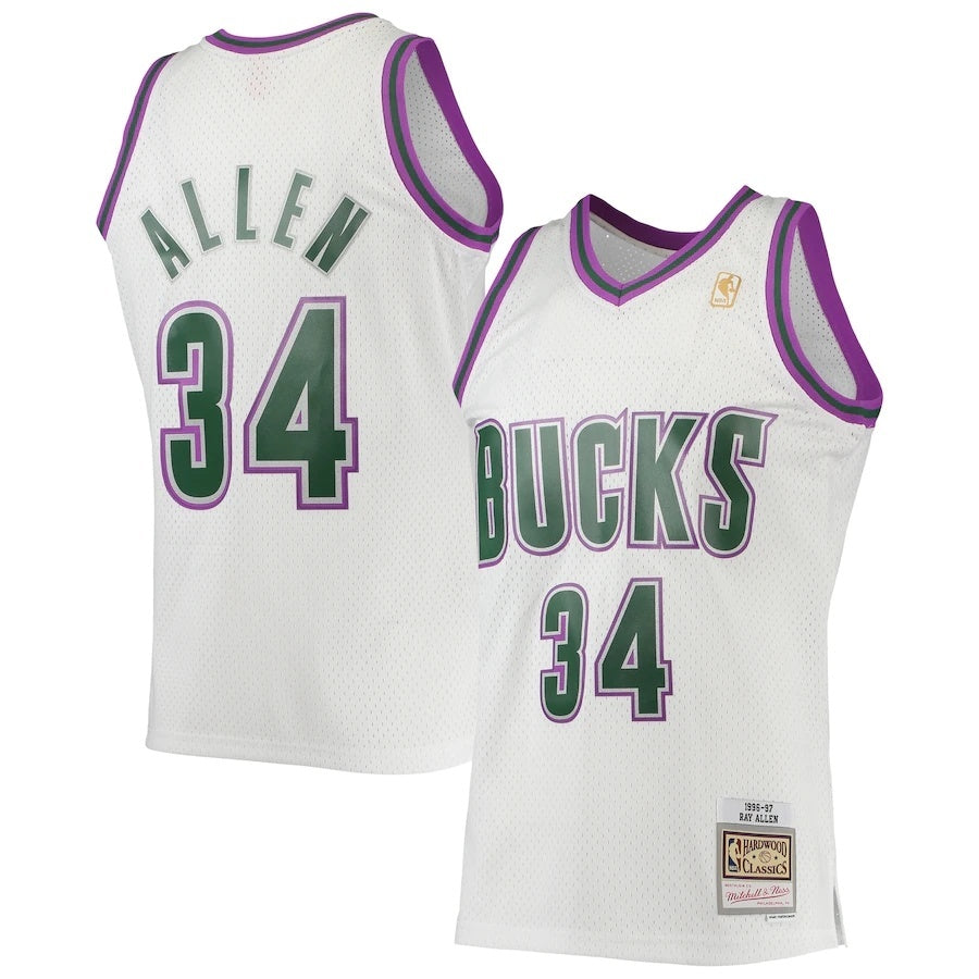 Milwaukee Bucks #34 Ray Allen Mitchell & Ness 1996-97 Hardwood Classics Swingman Jersey - White