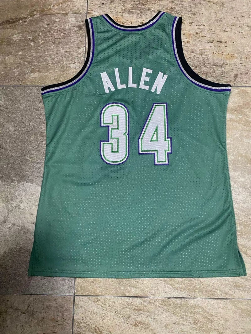 Milwaukee Bucks #34 Ray Allen mitchell&ness Bucks 34 # Allen au Embroidered Retro 96-97 Green Jersey Style 1