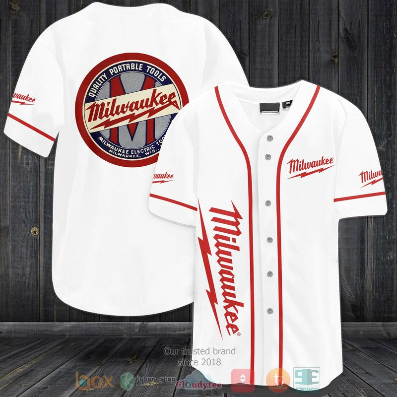 Milwaukee Portable Tool white Baseball shirt