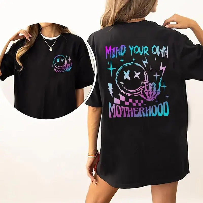 Mind Your Own Motherhood Shirt, Motherhood T-shirt, Cool Moms Graphic Printed Tee, Comfort Shirts For Women,  Collar...