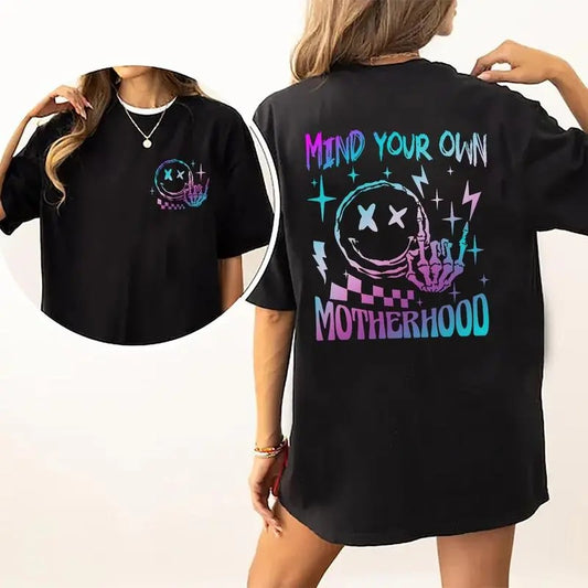 Mind Your Own Motherhood Shirt, Motherhood T-shirt, Cool Moms Graphic Printed Tee, Comfort Shirts For Women,  Collar...