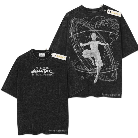 [ Mineral Wash ] Avatar The Last Airbender Graphic Washed Style Shirt Hoodie, Sweatshirt | WearSparks.com