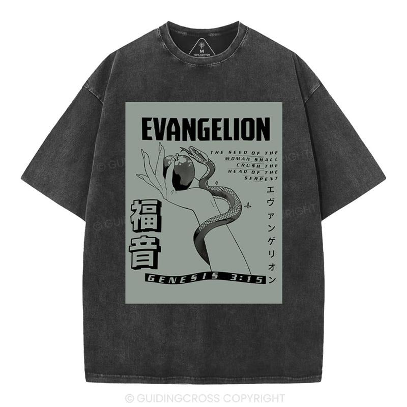 [ Mineral Wash ] Evangelion Chirstian Washed Shirt Jesus Graphic Washed Style Shirt Hoodie, Sweatshirt | WearSparks.com