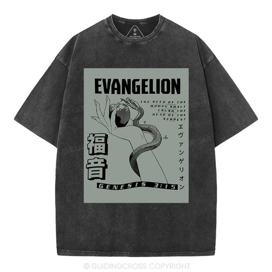 [ Mineral Wash ] Evangelion Chirstian Washed Shirt Jesus Graphic Washed Style Shirt Hoodie, Sweatshirt | WearSparks.com