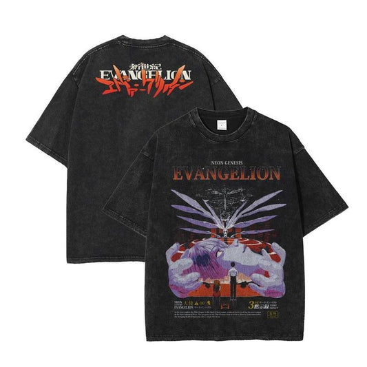 [ Mineral Wash ] Evangelion TShirt, Retro Anime Shirt, Crewneck, Casual Graphic Tee, Available In Sizes S3Xl, Top Tshirt...