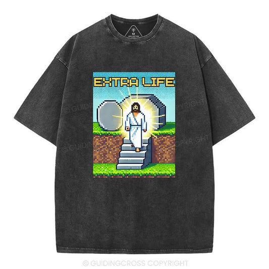 [ Mineral Wash ] Extra Life Christian Washed TShirt Jesus Graphic Washed Style Shirt Hoodie, Sweatshirt | WearSparks.com