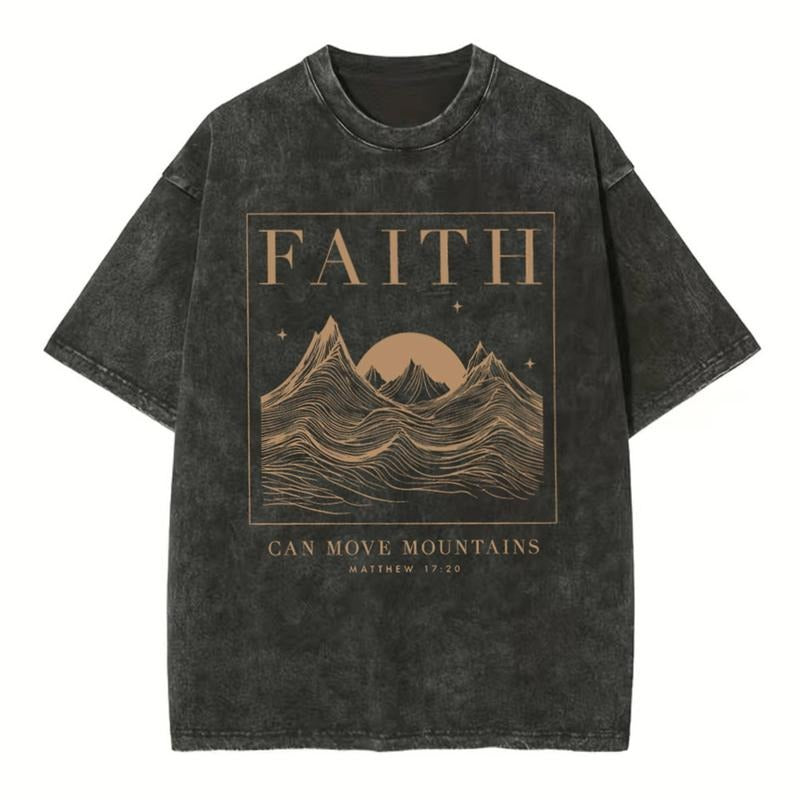 [ Mineral Wash ] Faith Can Move Mountain Christian Washed TShirt Jesus Graphic Washed Style Shirt Hoodie, Sweatshirt