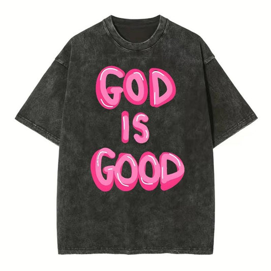 [ Mineral Wash ] God Is Good Christian Washed TShirt Jesus Graphic Washed Style Shirt Hoodie, Sweatshirt | WearSparks.com