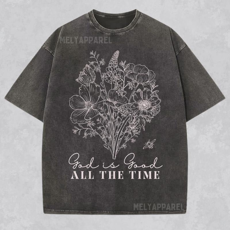 [ Mineral Wash ] God Is Good Shirt Jesus Tshirt Christian Streetwear Faith Tee Religious Washed Gift For Her Bible Verse...