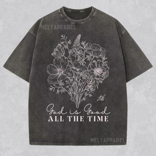 [ Mineral Wash ] God Is Good Shirt Jesus Tshirt Christian Streetwear Faith Tee Religious Washed Gift For Her Bible Verse...