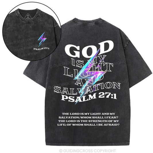[ Mineral Wash ] God Is My Light Chirstian Washed Shirt Jesus Graphic Washed Style Shirt Hoodie, Sweatshirt | WearSparks.com
