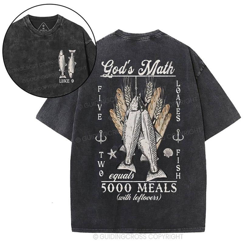 [ Mineral Wash ] God's Math Christian Washed Shirt Jesus Graphic Washed Style Shirt Hoodie, Sweatshirt | WearSparks.com